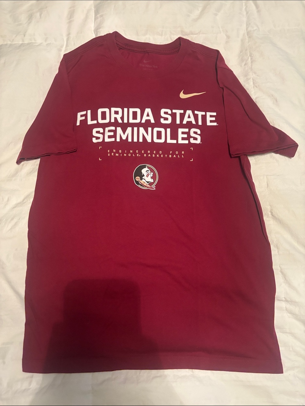 Nike Garnet Florida State Seminoles Logo Tee with White and Gold Accents